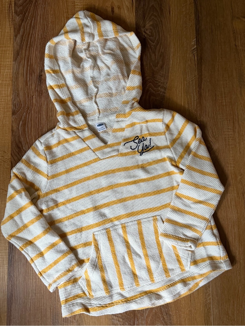Old Navy Kids Yellow & White Striped beach Baja/cover up Top